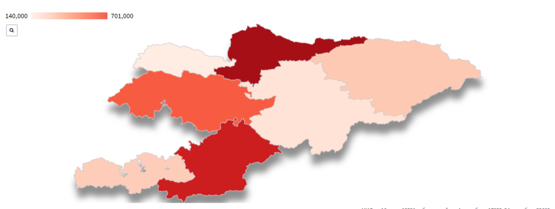 (Русский) Карта избирателей по Кыргызстану. Динамика роста и снижения.